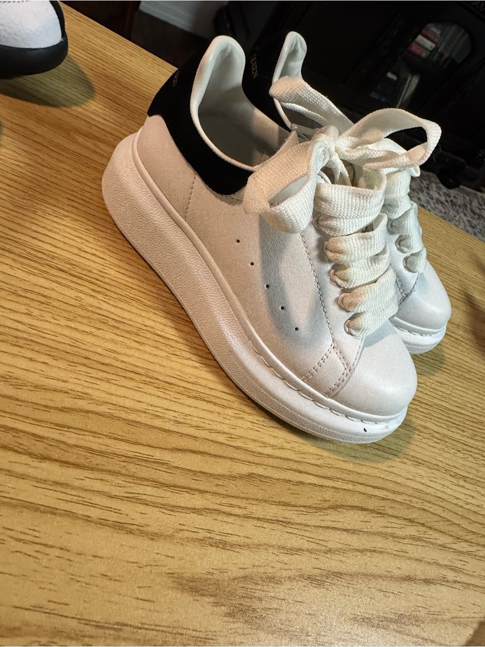 Alexander McQueen White Platform Sneakers with Black Heel Tab